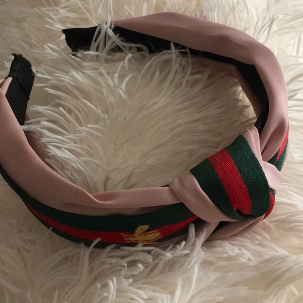 PINK Knotted Headband Stripes with Bees